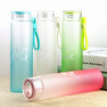 Botella de agua de vidrio esmerilado de silicona con tapa rosa verde púrpura ROWEY